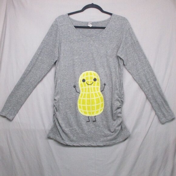 Tops - Instant Message Maternity Long Sleeve Peanut Graphic Shirt‎ Gray Women Size | L